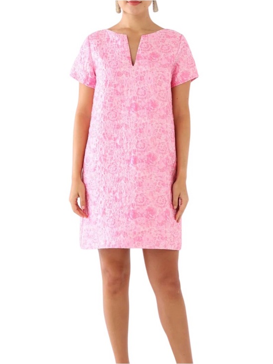 Abbey Glass Dresses & Skirts - Abbey Glass Pink Jacquard lulu Short-Sleeve Dress NWT